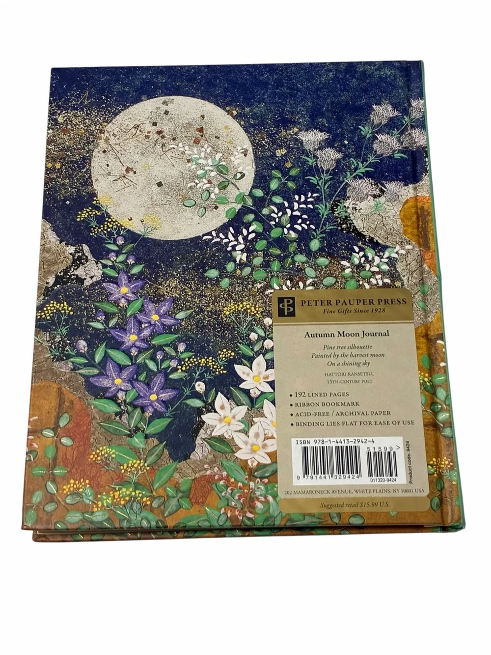 Peter Pauper Press Autumn Moon Journal Hardcover Lined Notebook Gold Foil 192 Pg